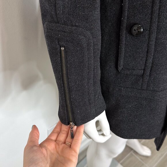 Cole Haan Wool Cashmere Blend Tie Waist Peacoat Jacket Coat in Gray Women's Sz 4 - Picture 12 of 16